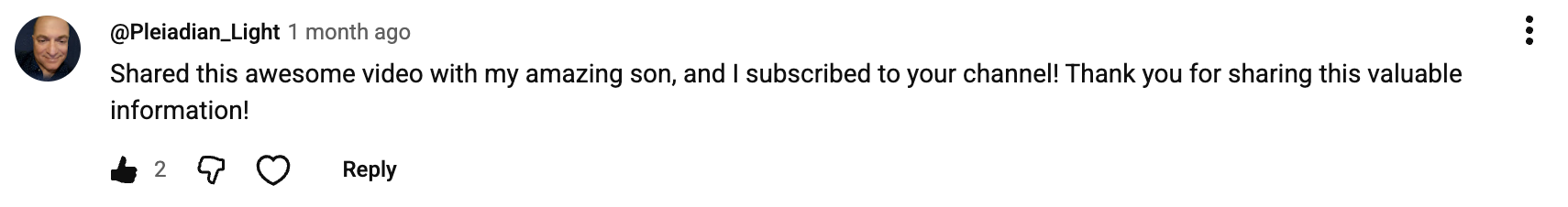 YouTube comment from @Pleiadian_Light